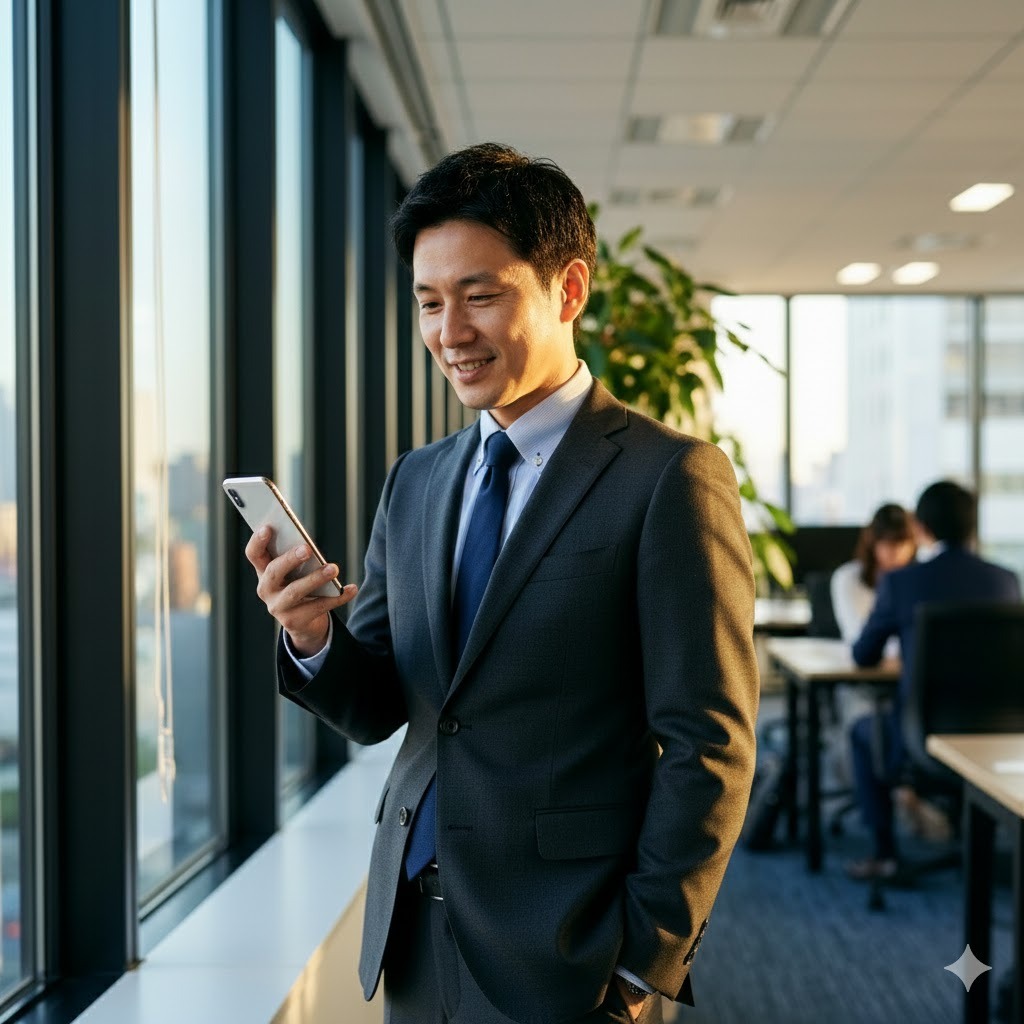 仕事をしながら親を想う女性